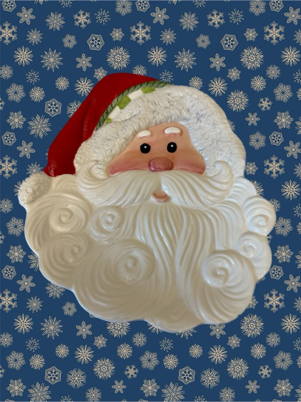 Fitz & Floyd Festive Santa Wall or table Decor - White Beard with Red Hat